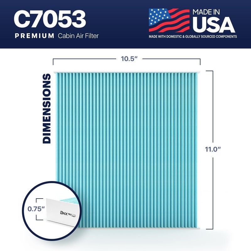 BNX TruFilter C7053 Cabin Air Filter, HEPA 99.97%, MADE IN USA, Compatible With Nissan: Altima 2007-2012, 2009-2014 Maxima, 2009-2014 Murano, 2011-2017 - Image 3